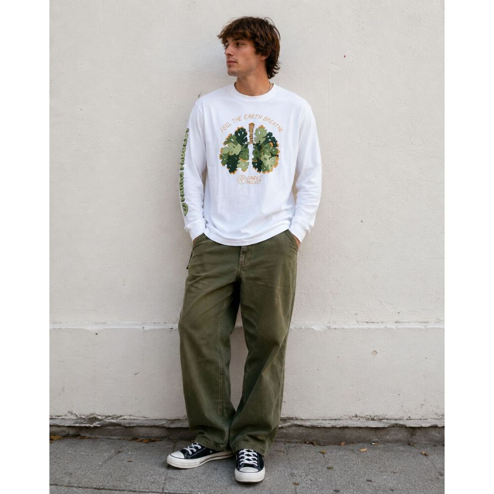 NWT Parks Project White Long Sleeve Lungs T Shirt Tee Top Mens Size Large